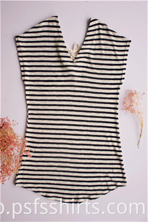 Women Striped V Neck Shirts